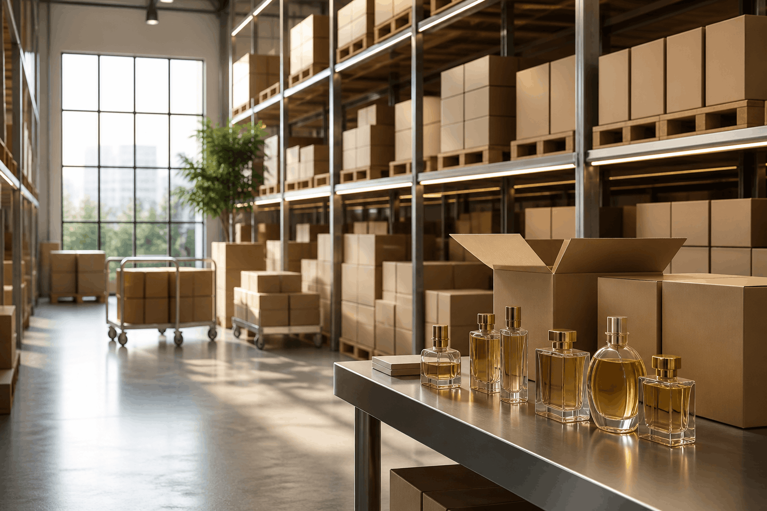 انبار و بسته‌بندی سفارش‌های عمده عطر و اسانس